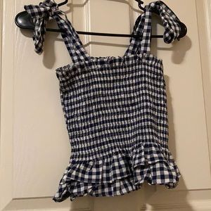 Navy blue and white top